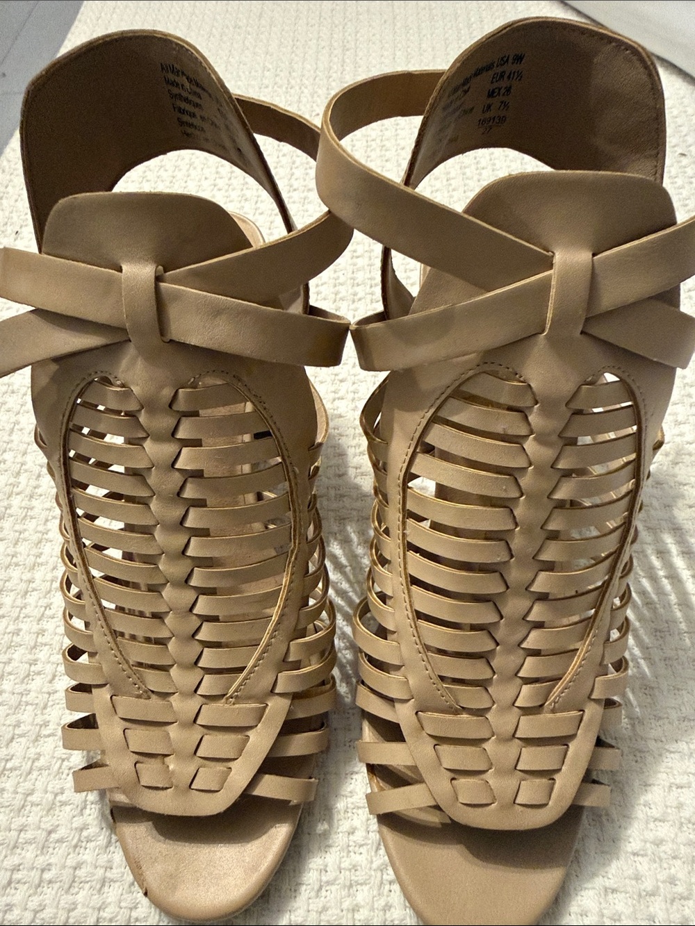 American Eagle Outfitters Tan Woven Strappy High Heel Sandals